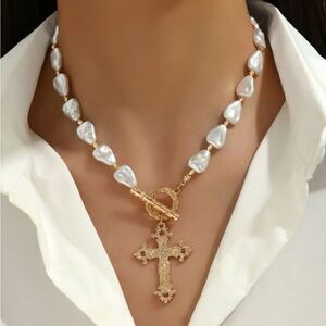 Anthropologie Gold and White Earrings